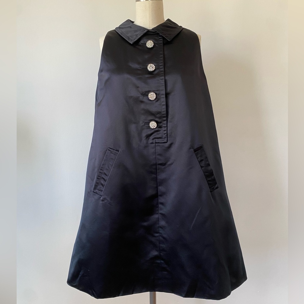 Bill Blass for Maurice Renter vintage 1960's black satin mod A-line dress